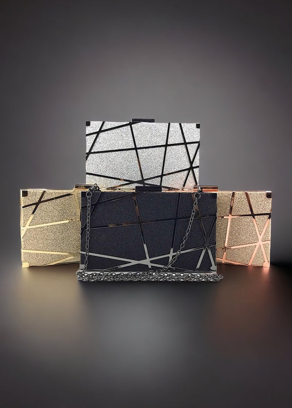 Geometric Pattern Chain Box Evening Bag