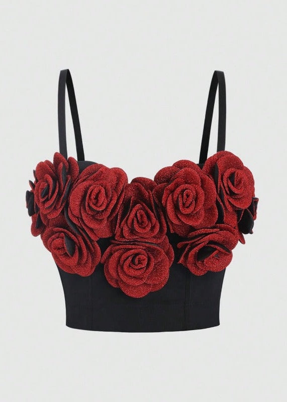 3D Flower Decor Bra Top