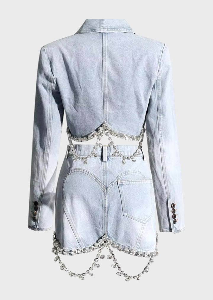 Zalika Rhinestone Decor Denim Jacket