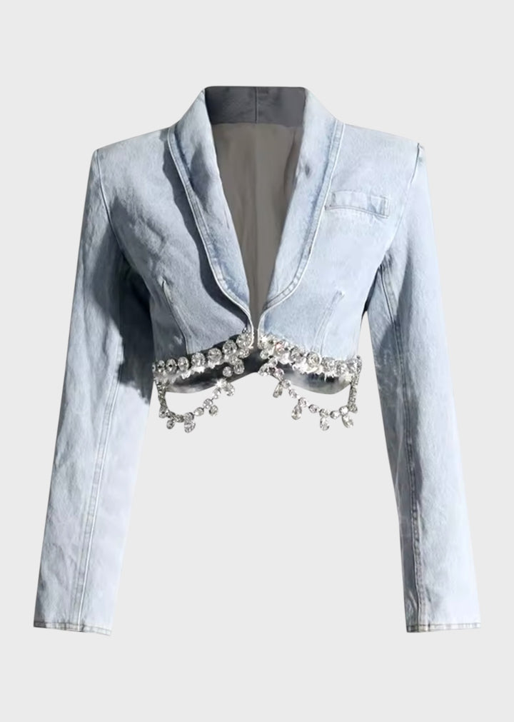 Zalika Rhinestone Decor Denim Jacket