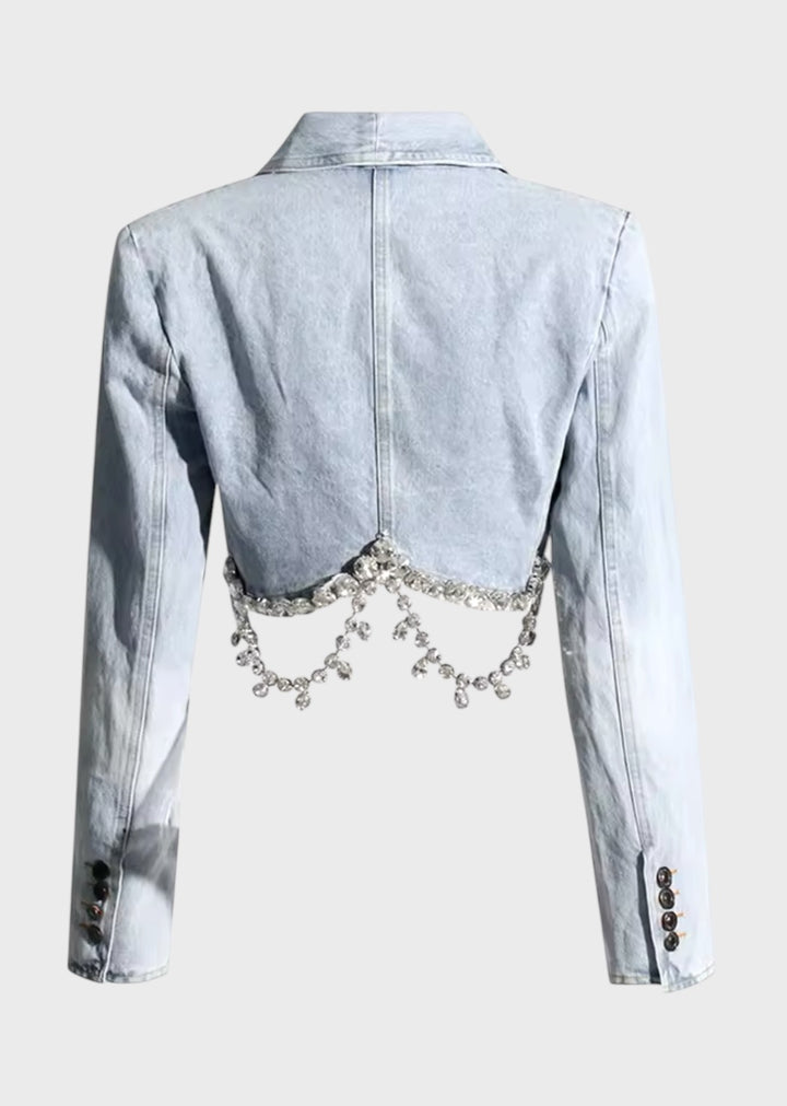 Zalika Rhinestone Decor Denim Jacket