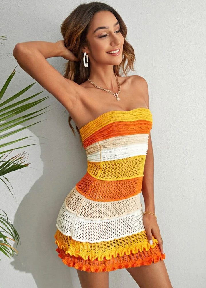 Colorblock Knit Tube Dress