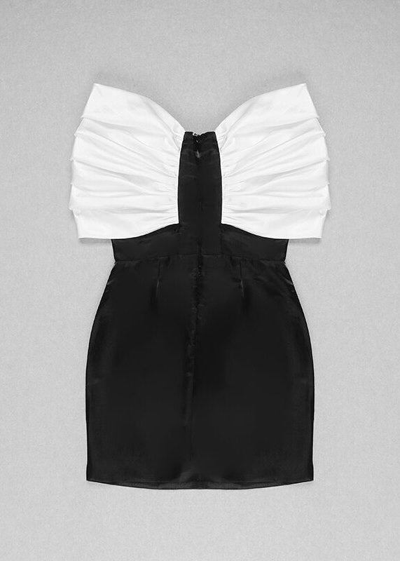 Off Shoulder Contrast Bow Front Mini Dress